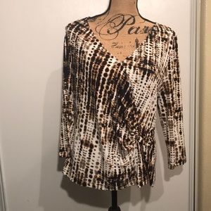 Ivanka Trump Long Sleeve Blouse w/ Gold Accent XL